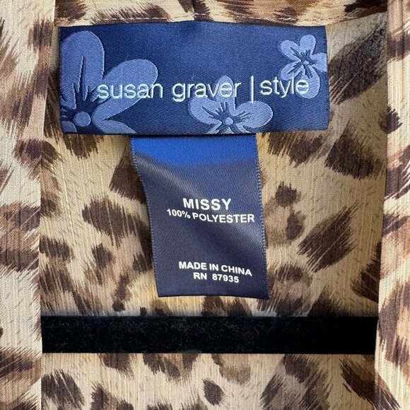 Susan Graver Style Womens Leopard Print Semi Sheer Duster Cardigan Missy Size - Picture 5 of 8
